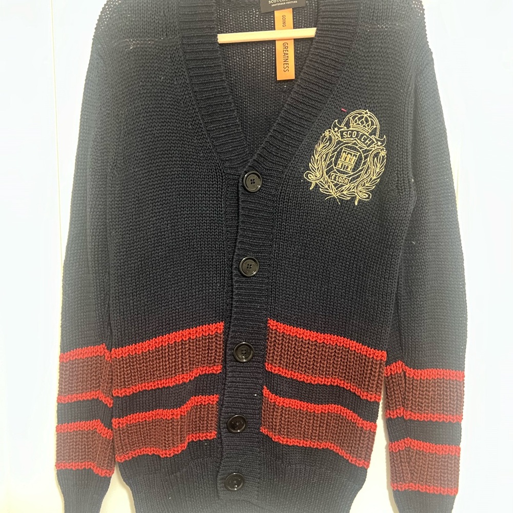 Scotch & Soda Navy and Red Cardigan